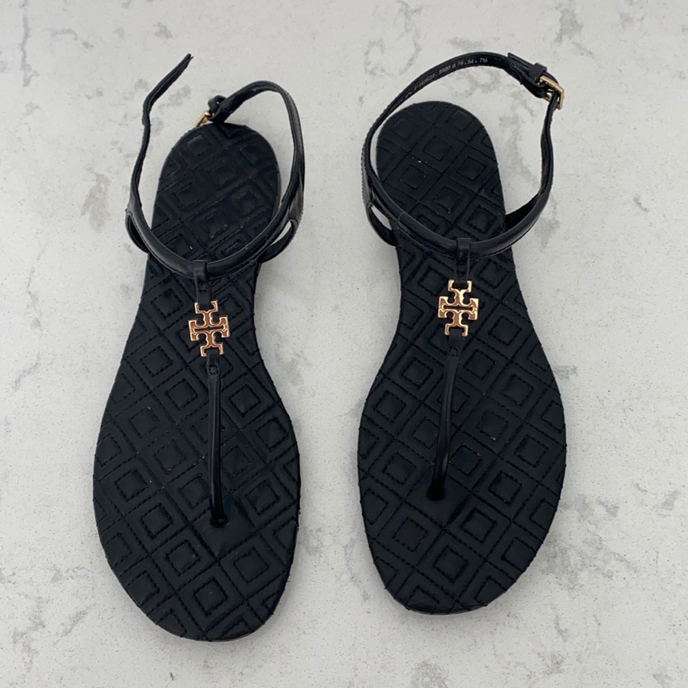 Tory Burch Quilted Black Sandals